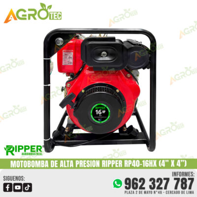 MOTOBOMBA ALTA PRESION DIESEL RIPPER RP40-16HX