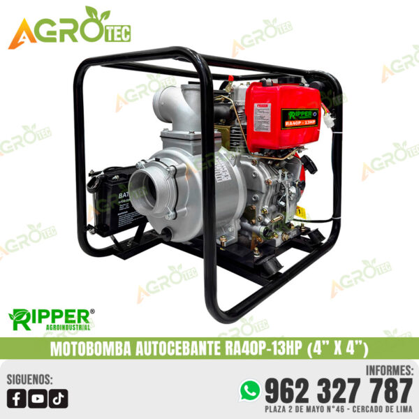MOTOBOMBA CENTRIFUGA DE 4" X 4" RIPPER RA40P-13HP