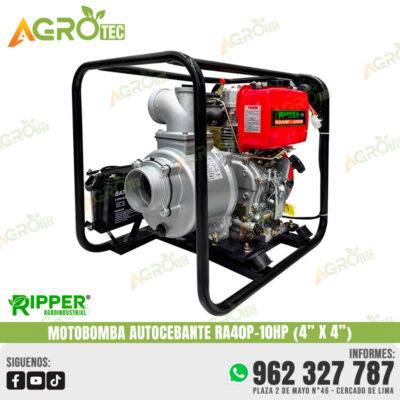 MOTOBOMBA DE 4" X 4" AUTOCEBANTE RIPPER RA40P-10HP