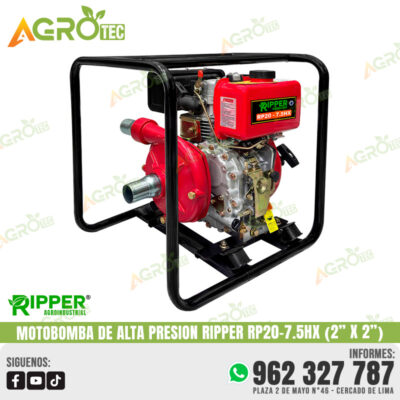 MOTOBOMBA DE ALTA PRESION 2" X 2" RIPPER RP20-7.5HX