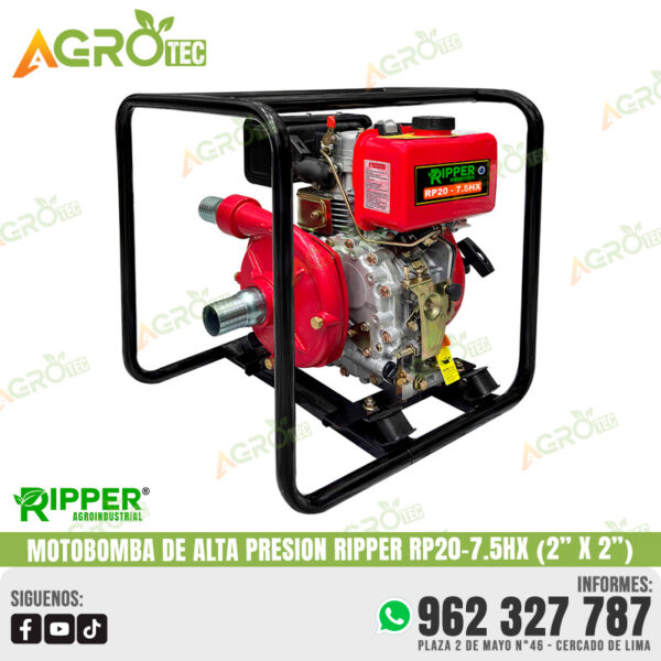 MOTOBOMBA DE ALTA PRESION 2" X 2" RIPPER RP20-7.5HX