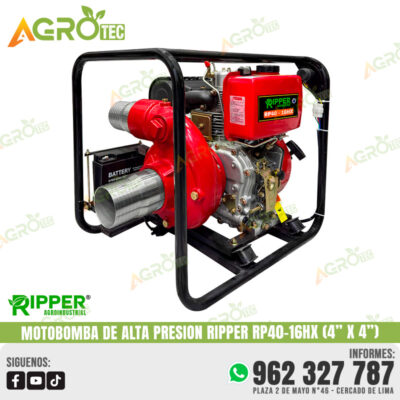 MOTOBOMBA DE ALTA PRESION DIESEL RIPPER RP40-16HX