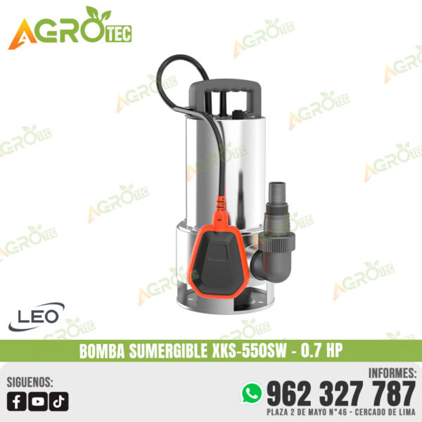 BOMBA SUMERGIBLE INOXIDABLE LEO XKS-550SW 0.7 HP PARA DRENAJE